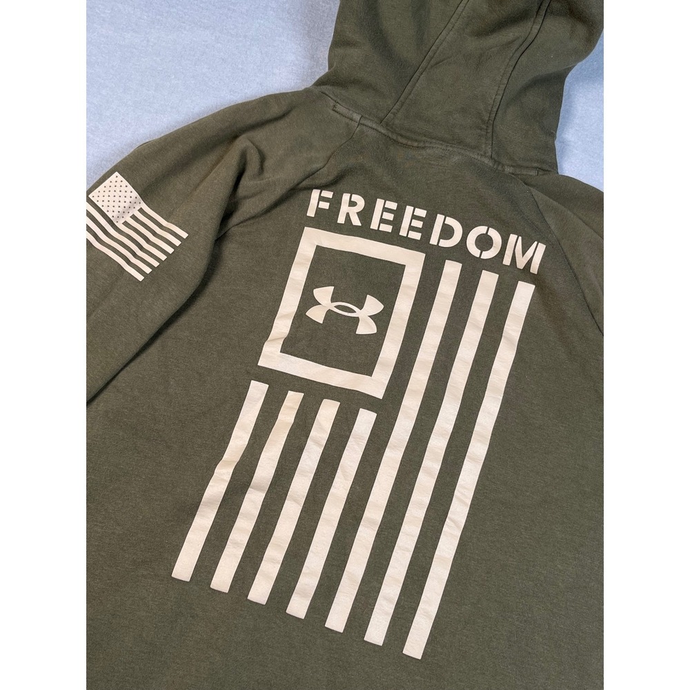 Under Armour Freedom Hoodie Medium Pullover Sweatshirt Poly‎ stretch Olive Green